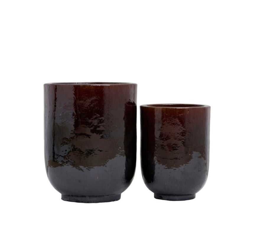 2 Set Pflanztopf Set Brown
