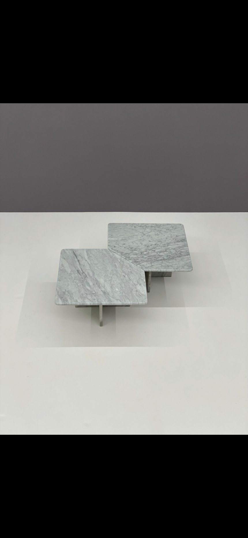 Two Vintage Marble Coffee Table Set