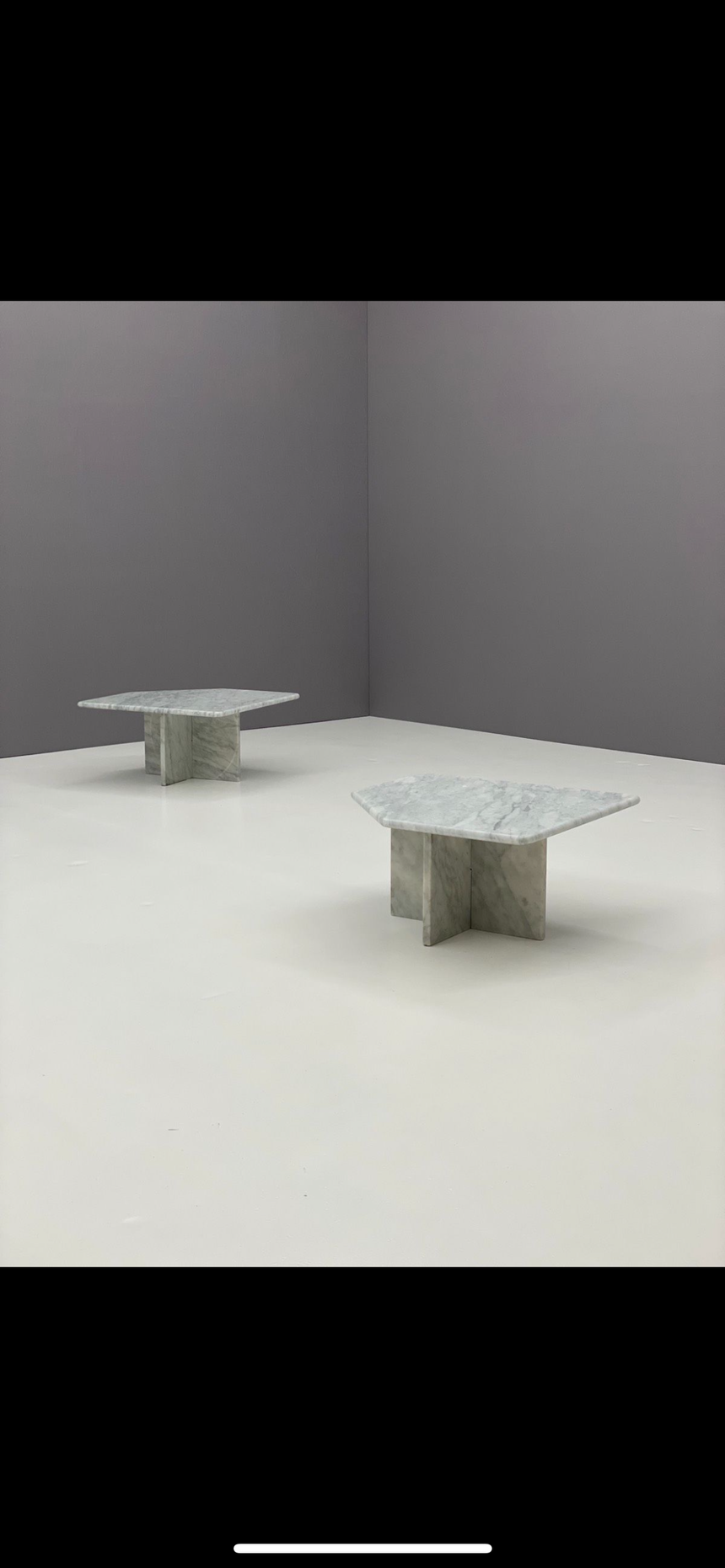 Two Vintage Marble Coffee Table Set