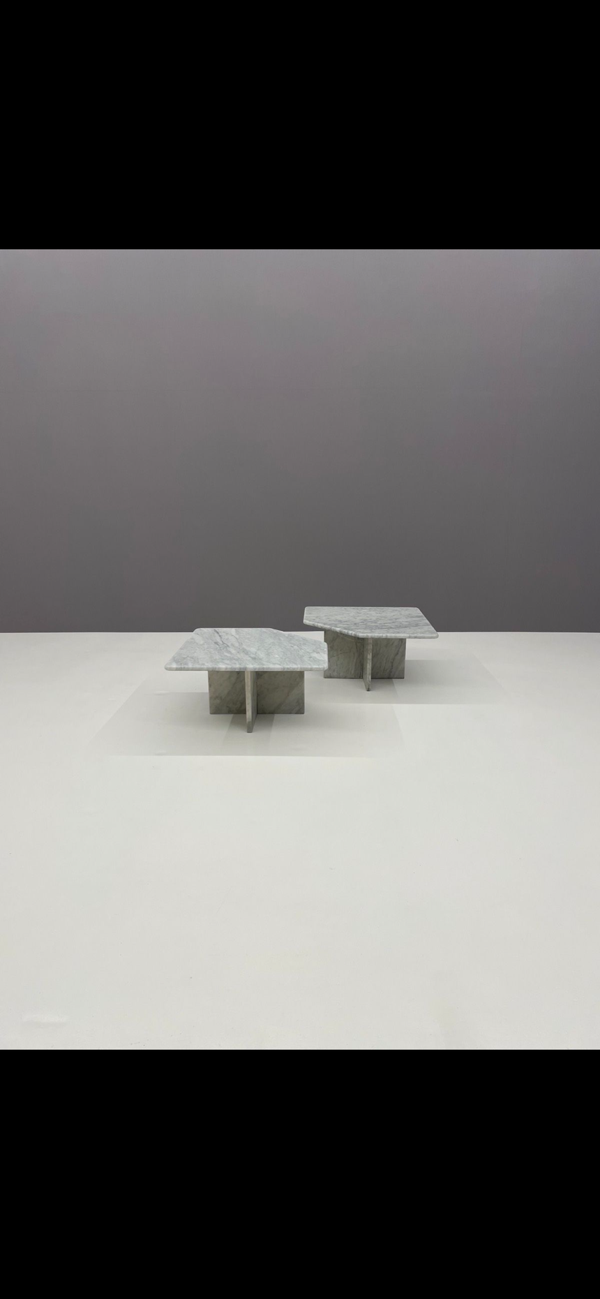 Two Vintage Marble Coffee Table Set