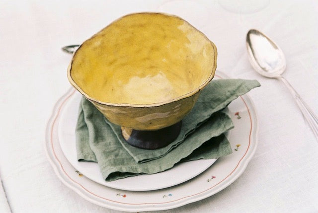 Marsano Pottery Schale klein mit Fuß  gelb