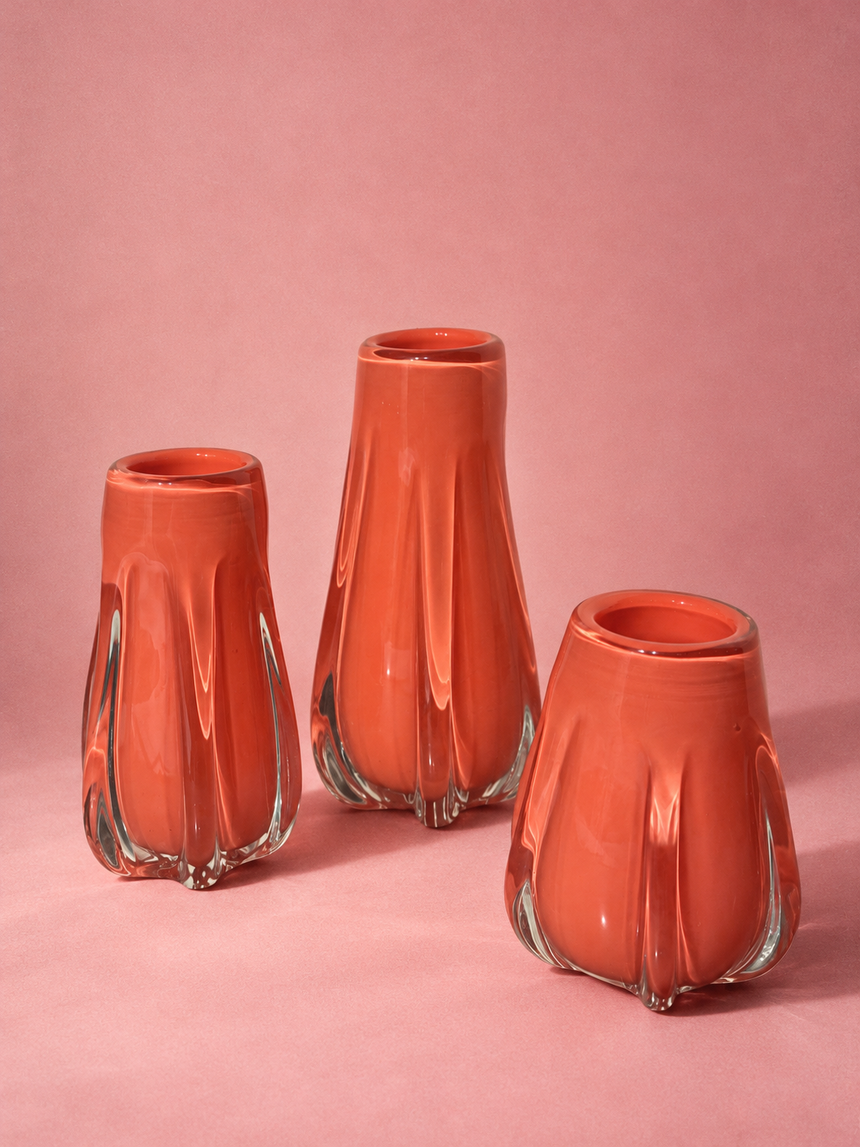 Gelato Glasvase in Marsano Coral aus durchgefärbtem Glas