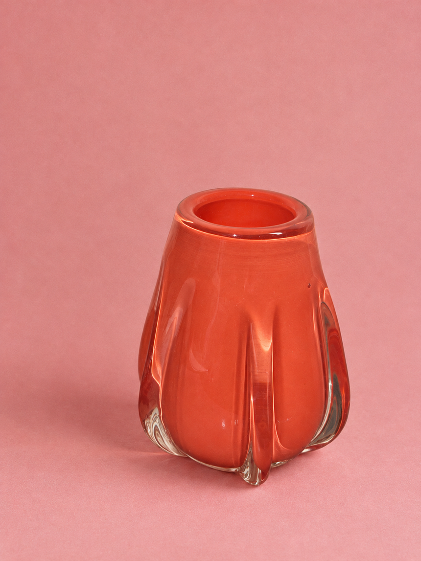 Gelato Glasvase in Marsano Coral aus durchgefärbtem Glas