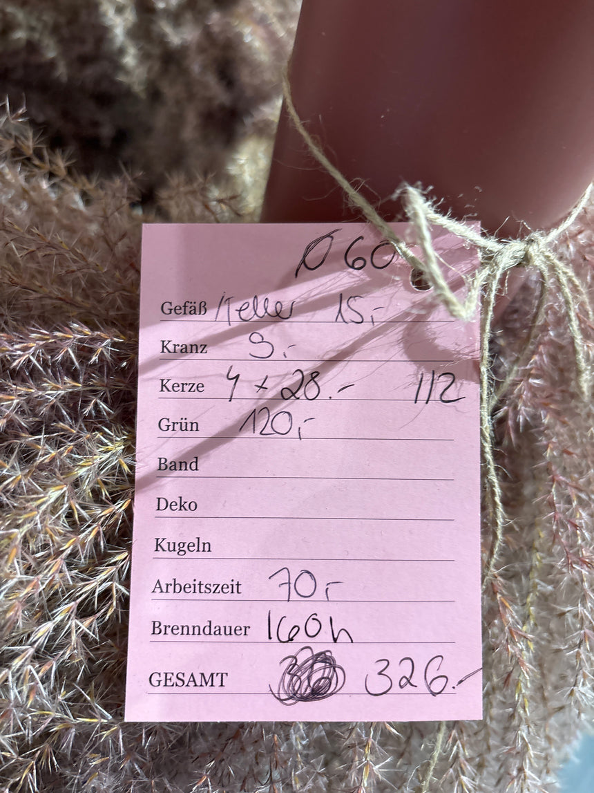 Advent wreath made from miscanthus (sweet grass)