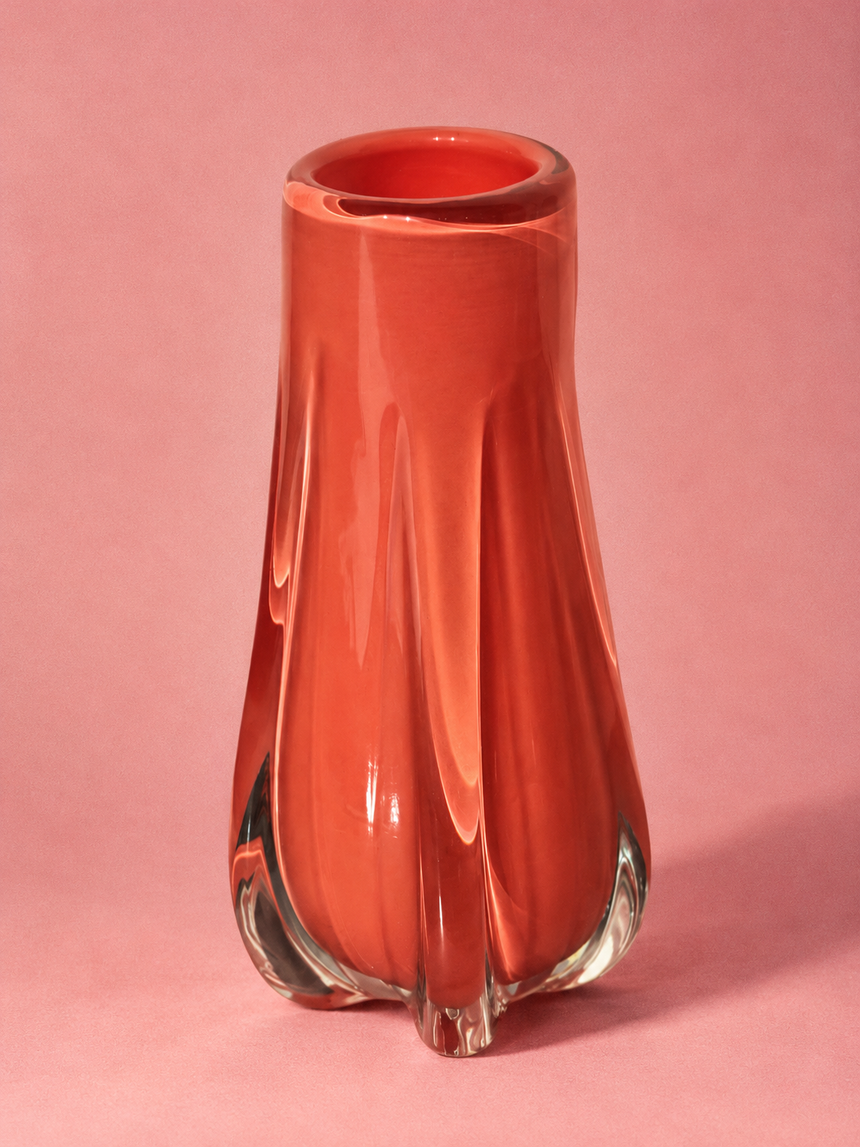 Gelato Glasvase in Marsano Coral aus durchgefärbtem Glas