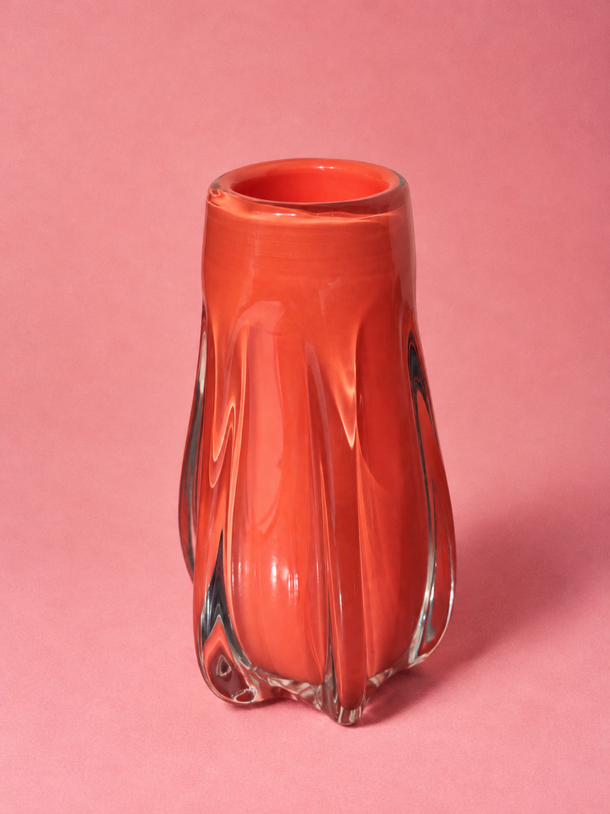 Gelato Glasvase in Marsano Coral aus durchgefärbtem Glas